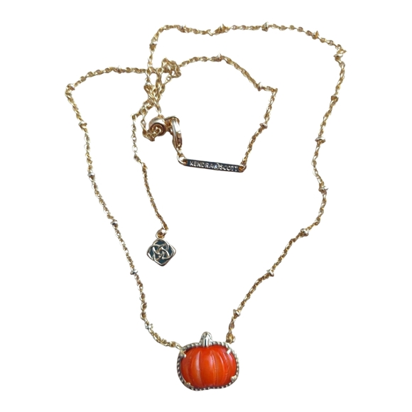 NWOB Kendra Scott Gold Necklace And Earring Pumpkin Set - Picture 2 of 10